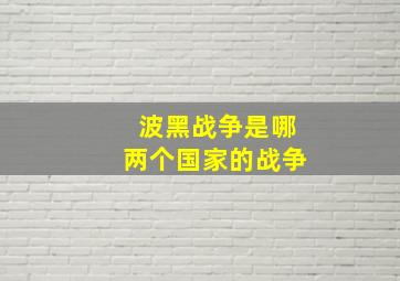 波黑战争是哪两个国家的战争