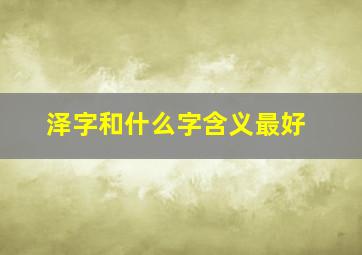 泽字和什么字含义最好