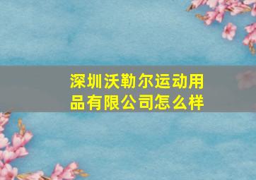 深圳沃勒尔运动用品有限公司怎么样