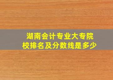 湖南会计专业大专院校排名及分数线是多少