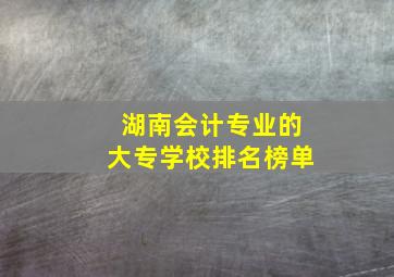 湖南会计专业的大专学校排名榜单