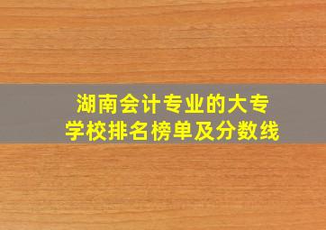 湖南会计专业的大专学校排名榜单及分数线