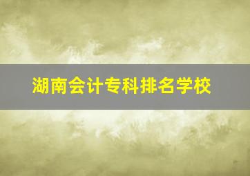 湖南会计专科排名学校