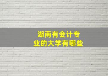 湖南有会计专业的大学有哪些