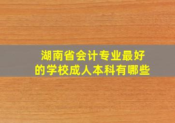 湖南省会计专业最好的学校成人本科有哪些