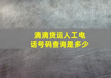 滴滴货运人工电话号码查询是多少