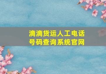 滴滴货运人工电话号码查询系统官网