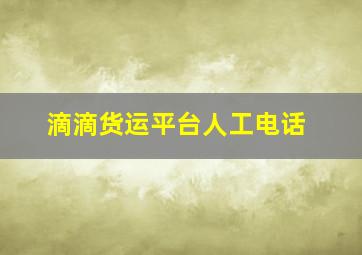 滴滴货运平台人工电话