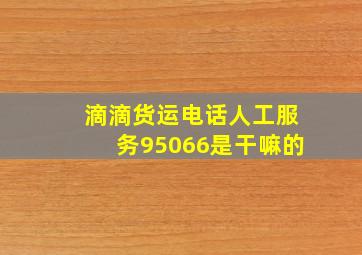 滴滴货运电话人工服务95066是干嘛的