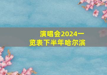 演唱会2024一览表下半年哈尔滨