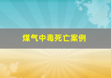 煤气中毒死亡案例