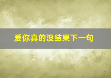 爱你真的没结果下一句