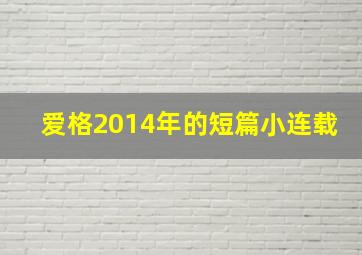 爱格2014年的短篇小连载