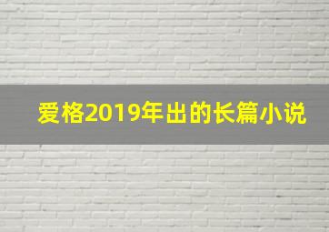 爱格2019年出的长篇小说