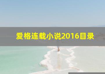 爱格连载小说2016目录