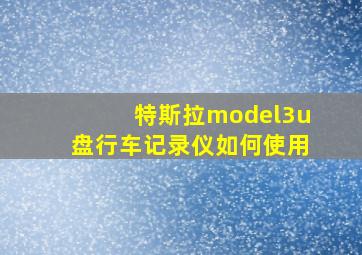 特斯拉model3u盘行车记录仪如何使用