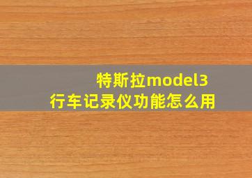 特斯拉model3行车记录仪功能怎么用