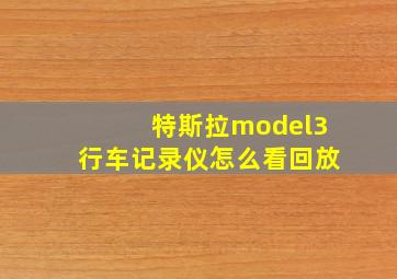 特斯拉model3行车记录仪怎么看回放