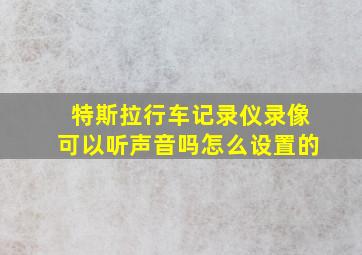 特斯拉行车记录仪录像可以听声音吗怎么设置的