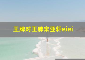 王牌对王牌宋亚轩eiei