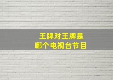 王牌对王牌是哪个电视台节目