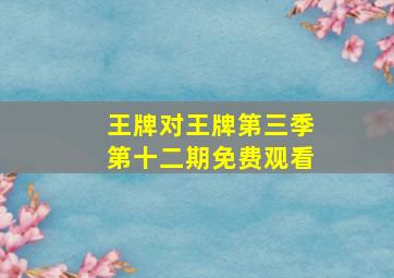 王牌对王牌第三季第十二期免费观看