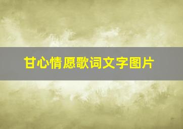 甘心情愿歌词文字图片