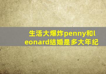 生活大爆炸penny和leonard结婚是多大年纪