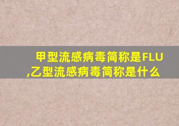 甲型流感病毒简称是FLU,乙型流感病毒简称是什么