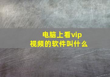 电脑上看vip视频的软件叫什么