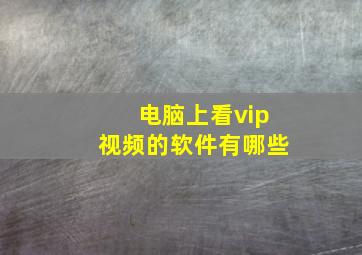 电脑上看vip视频的软件有哪些