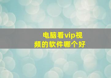 电脑看vip视频的软件哪个好