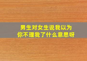 男生对女生说我以为你不理我了什么意思呀