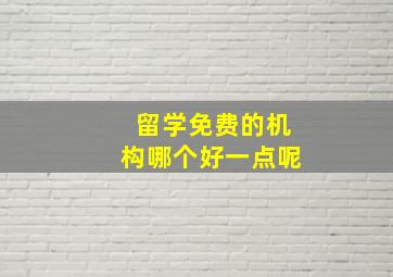 留学免费的机构哪个好一点呢