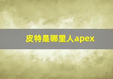 皮特是哪里人apex