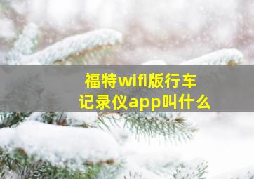 福特wifi版行车记录仪app叫什么