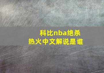 科比nba绝杀热火中文解说是谁