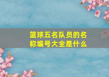 篮球五名队员的名称编号大全是什么