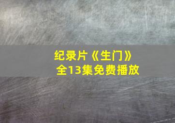 纪录片《生门》全13集免费播放