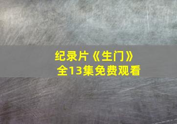 纪录片《生门》全13集免费观看