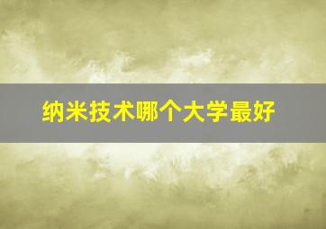 纳米技术哪个大学最好