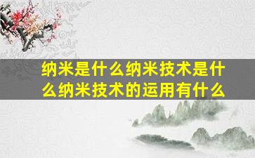 纳米是什么纳米技术是什么纳米技术的运用有什么