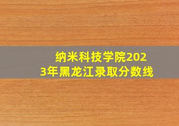 纳米科技学院2023年黑龙江录取分数线