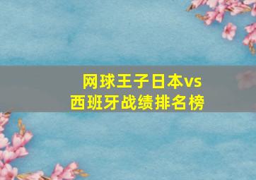 网球王子日本vs西班牙战绩排名榜