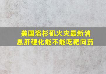 美国洛杉矶火灾最新消息肝硬化能不能吃靶向药