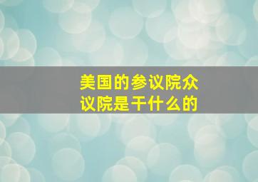 美国的参议院众议院是干什么的