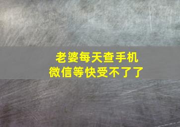 老婆每天查手机微信等快受不了了