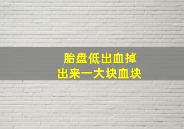 胎盘低出血掉出来一大块血块