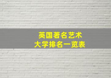 英国著名艺术大学排名一览表