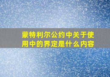 蒙特利尔公约中关于使用中的界定是什么内容